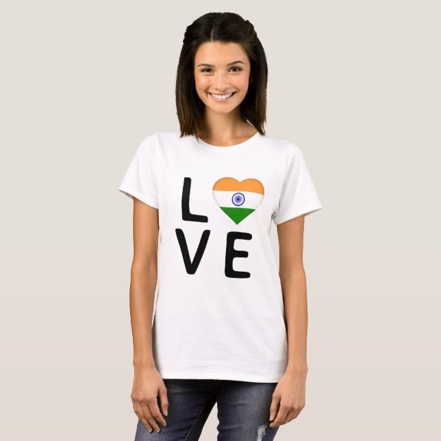 Love - India Flag T-Shirt (Front Full)
