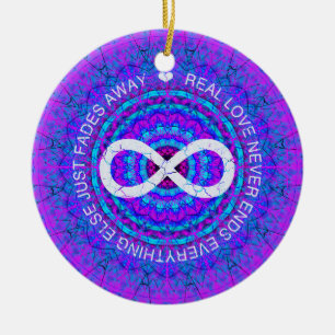 Love Infinity funky purple mandala Ceramic Tree Decoration