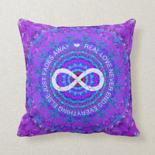 Love Infinity funky purple mandala Cushion