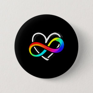 Love Infinity Heart Puzzle Piece Love Autism Aware 6 Cm Round Badge