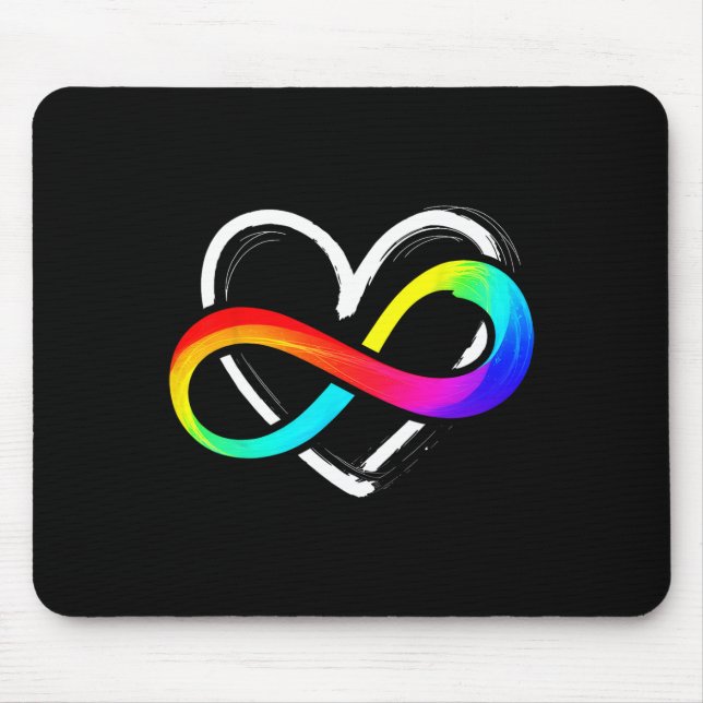 Love Infinity Heart Puzzle Piece Love Autism Aware Mouse Mat (Front)