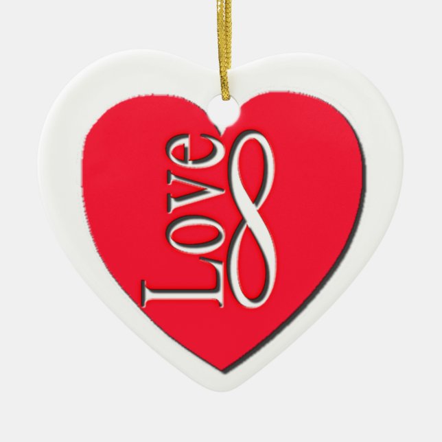 Love infinity, Personalised Ceramic Tree Decoration (Front)