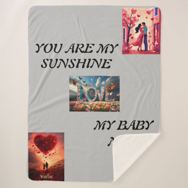 Love-Infused Comfort,  Valentine's Day Bedsheet  Sherpa Blanket (Front)