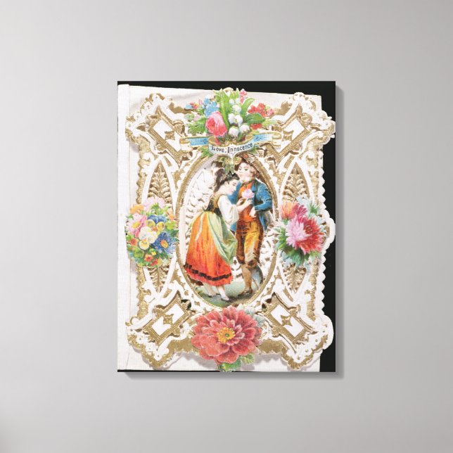 Love, Innocence, Valentine card, c.1870 (colour li Canvas Print (Front)