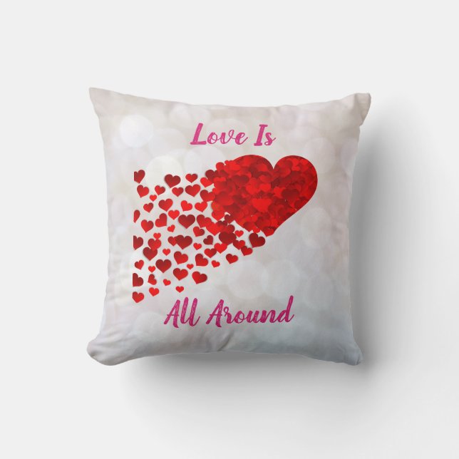 Love Inspirational Red Hearts Cute Valentines Day Cushion (Front)