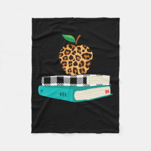 Love Inspire Leopard Print Apple Teacher Funny Gif Fleece Blanket