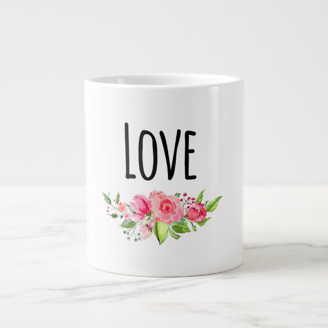 *~* LOVE INTENTION EMOTO Flower Bouquet Large Coffee Mug (Front)