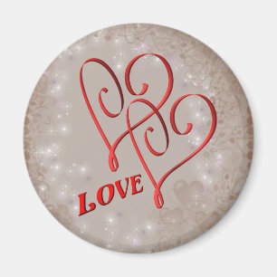 Love Intertwined Red Hearts Magnet