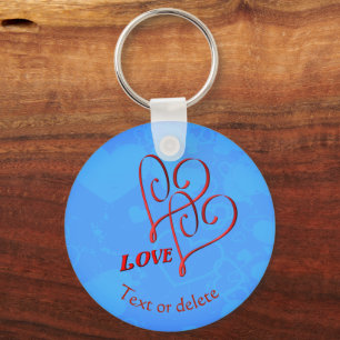 Love Intertwined Red Hearts Personalised Key Ring
