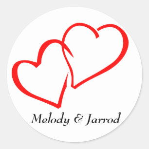 Love Intertwined Red Hearts Personalised Sticker
