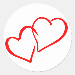 Love Intertwined Red Hearts Wedding Sticker / Seal