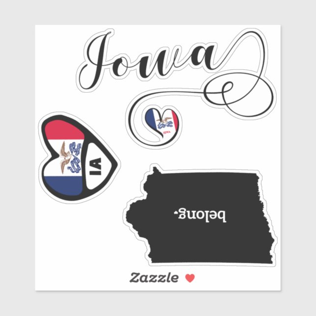 Love Iowa, 3 Designs, Die Cut Stickers (Sheet)