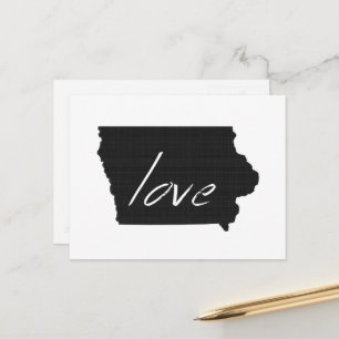 Love Iowa Shaped Hawkeye Black Chalkboard Iowan Postcard