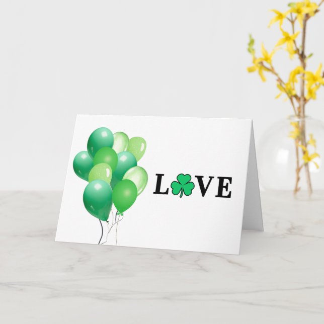 LOVE Ireland Green Balloons All Purpose Blank Card (Yellow Flower)
