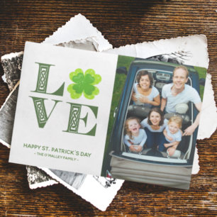 LOVE Irish Celtic Shamrock St Patrick's Day Photo Holiday Card
