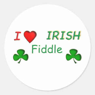 Love Irish Fiddle Classic Round Sticker