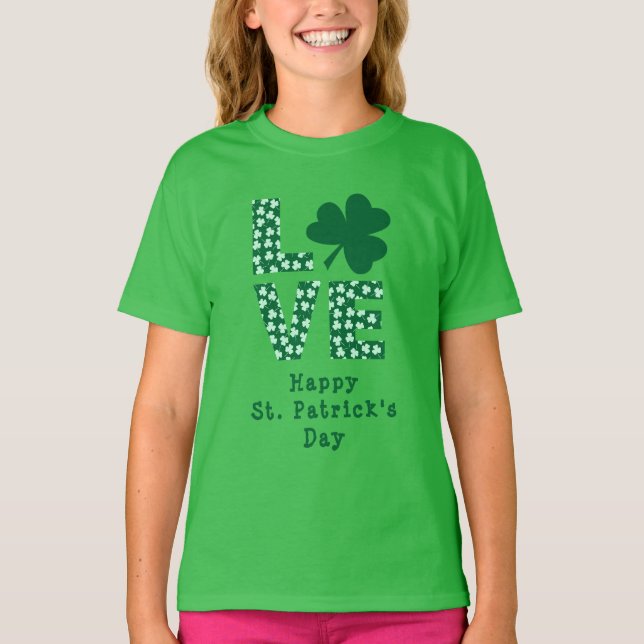 LOVE Irish Fun Kids St. Patrick's Day T-Shirt (Front)