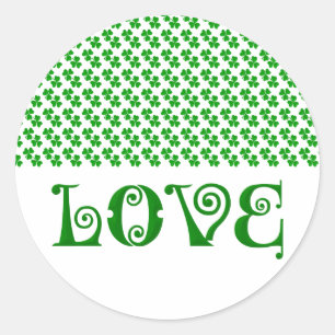 Love Irish Shamrocks clover Classic Round Sticker