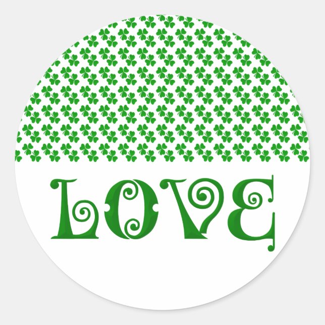 Love Irish Shamrocks clover Classic Round Sticker (Front)