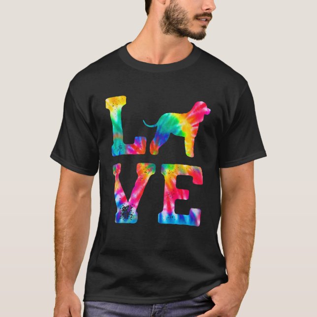 Love Irish Water Spaniel Tie Dye Dog Mum Dad T-Shirt (Front)