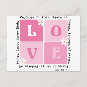Love Is... 1 Cor 13:6-7 Postcard
