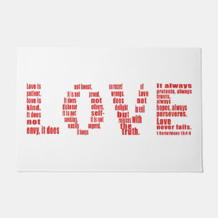 Love is... 1 Corinthians 13:4-8 Bible Verse Doormat
