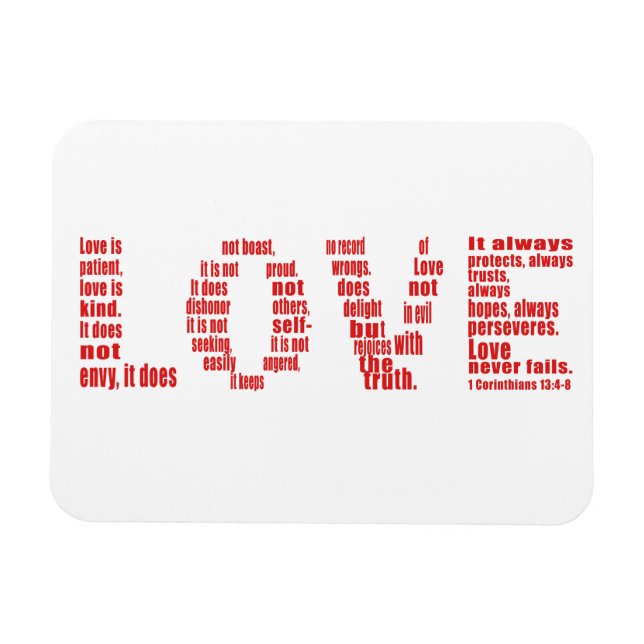 Love is... 1 Corinthians 13:4-8 Bible verse Magnet (Horizontal)