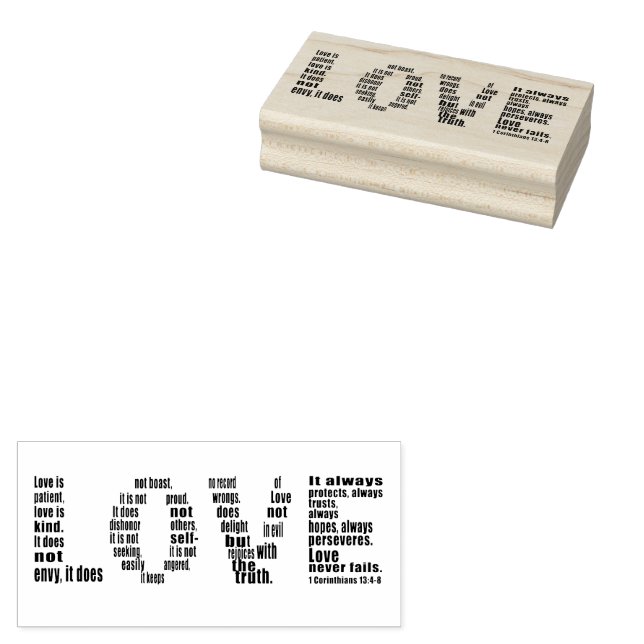 Love is... 1 Corinthians 13:4-8 Bible Verse Rubber Stamp (Stamped)