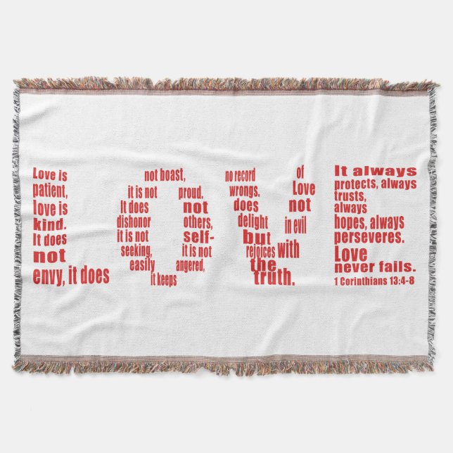 Love is... 1 Corinthians 13:4-8 Bible verse Throw Blanket (Front)