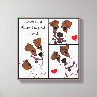 Love is a 4-legged Word, cartoon portrait canvas
