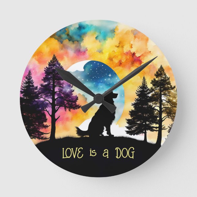 Love is a Dog waiting for you *Personalise* Round Clock (Front)