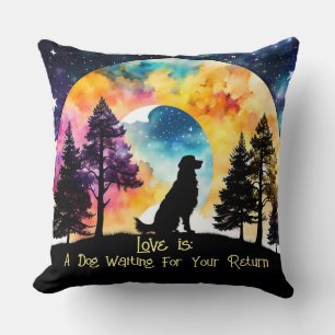Love is A Dog watercolor Golden Retriever Cushion