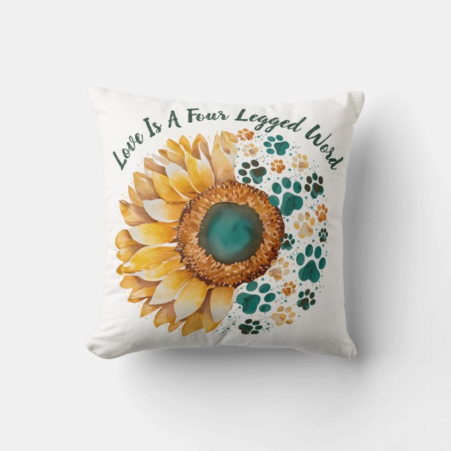 Love Is A Four Legged Word, Dog Lover, Dog Mum Cushion (Front)