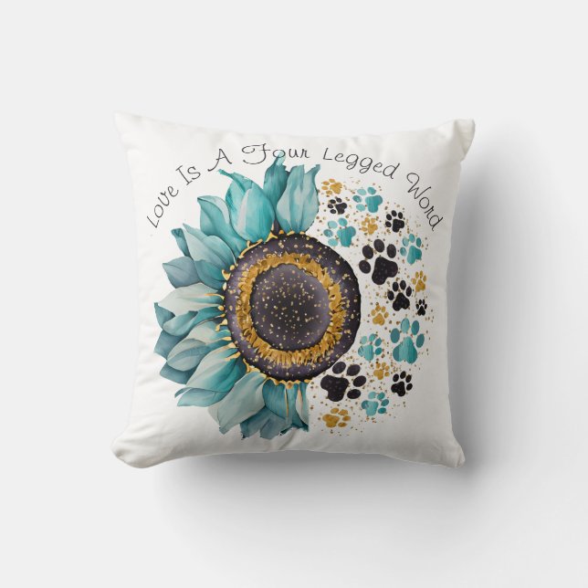 Love Is A Four Legged Word, Dog Lover, Dog Mum Cushion (Front)