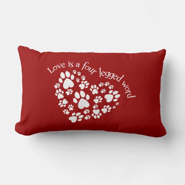 Love Is A Four Legged Word Lumbar Cushion (Front)
