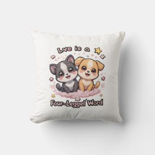 Love Is a Four-Legged Word Pillow Cute Puppy