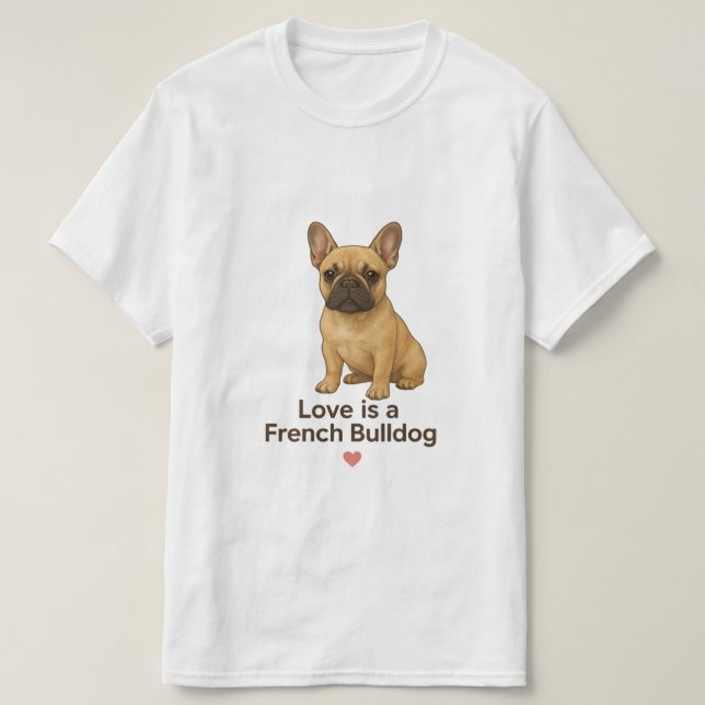 Love is a French Bulldog – Cute Realistic Frenchie T-Shirt (Design Front)