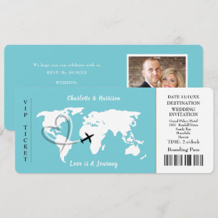 Love Is A Journey World Map Travel Theme Photo Invitation