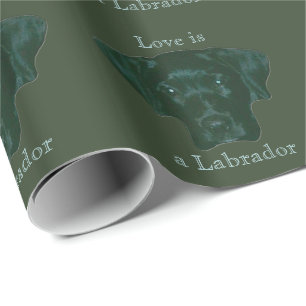 Love is a Labrador Black Retriever Face Wrapping Paper
