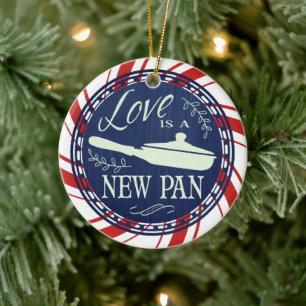 Love is a new pan cooking culinary Christmas Ceramic Tree Decoration