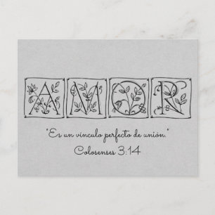 Love is a Perfect Bond of Union~Scripture~Spanish Postcard