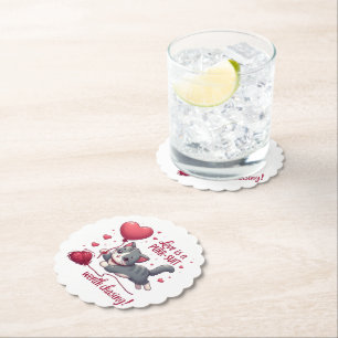 Love is a Purrsuit Worth Chasing Cute Cat Paper Coaster