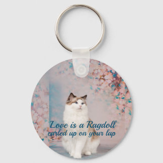 Love is a Ragdoll curled up on your lap Key Ring