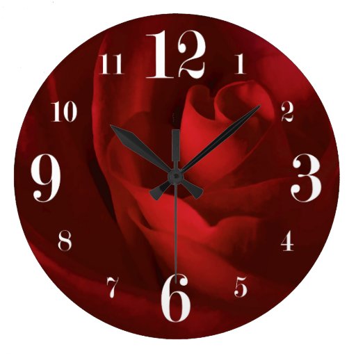 Image of Love is a Red Rose Floral Large Clock