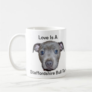 Love Is A Staffy Logo And Puppy Coffee Mug