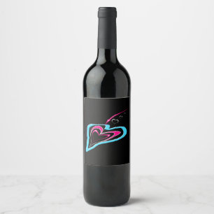 Love is a trail of hearts  wine label