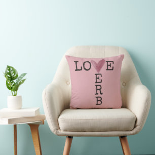 Love Is a Verb Typography – Watercolor Heart Cushion