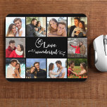 Love is a Wonderful Thing 10 Photo Collage Black Mouse Mat<br><div class="desc">Custom mouse pad with 10 of your favorite photos. The quote reads "love is a wonderful thing", lettered in decorative calligraphy. The photo template is set up for you to add your pictures, working clockwise from top left. Your photos will be displayed in a simple grid style photo collage, to...</div>