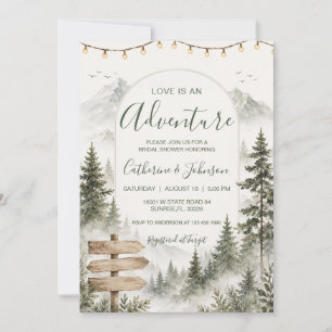 Love is Adventure Forest Mountains Bridal Shower Invitation