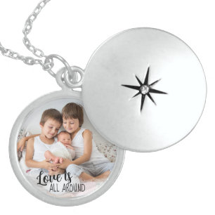 Love is All Around Siblings Photo Gift for Mum Locket Necklace
